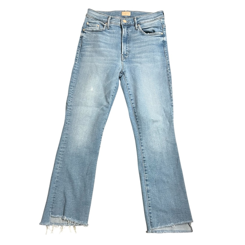 MOTHER The Insider Crop Step Fray Jeans Womens 28 Light Wash High Rise
